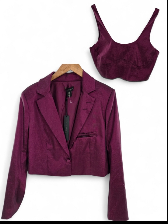 House of Harlow 1960 Jackets & Blazers - House of Harlow 1960 Shiny Dark Fuchsia Cropped Blazer W/ Cami Womens Medium